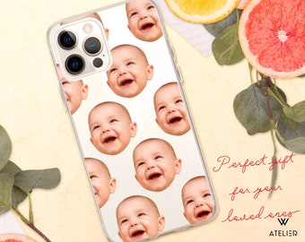 CUSTOM Phone Case Baby Face - iPhone 11 Pro iPhone 12 iPhone 13 Samsung S22 S21 iPhone XR iPhone 12 mini Android - Clear Phone Cases Couple