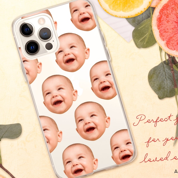 CUSTOM Phone Case Baby Face - iPhone 11 Pro iPhone 12 iPhone 13 Samsung S22 S21 iPhone XR iPhone 12 mini Android - Clear Phone Cases Couple