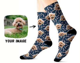 Custom Socks - Personalized Dog Cat Face Socks - Gift For Cat Dad Dog Dad Dog Mom Dog Lovers - Funny Fathers Day Gift - Custom Pet Socks