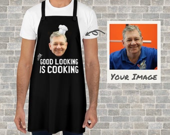 Aventais de rosto personalizados - Presente personalizado para homens, pai, vovô, tio - Avental engraçado de chef para churrasco para o dia dos pais - Sr.