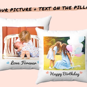 Oreiller photo et texte personnalisé - Mettez votre photo sur la taie d’oreiller - Cadeau pour amoureux des animaux de compagnie - Cadeau personnalisé pour l’anniversaire de la fête de bébé