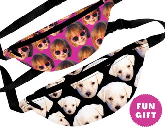 Custom Fanny Pack With Cat Dog Friend Family Photo - Personalized Picture Fanny Packs - Cat Dad Dog Mom Pet Lover Gift - Pet Face Waist Bag