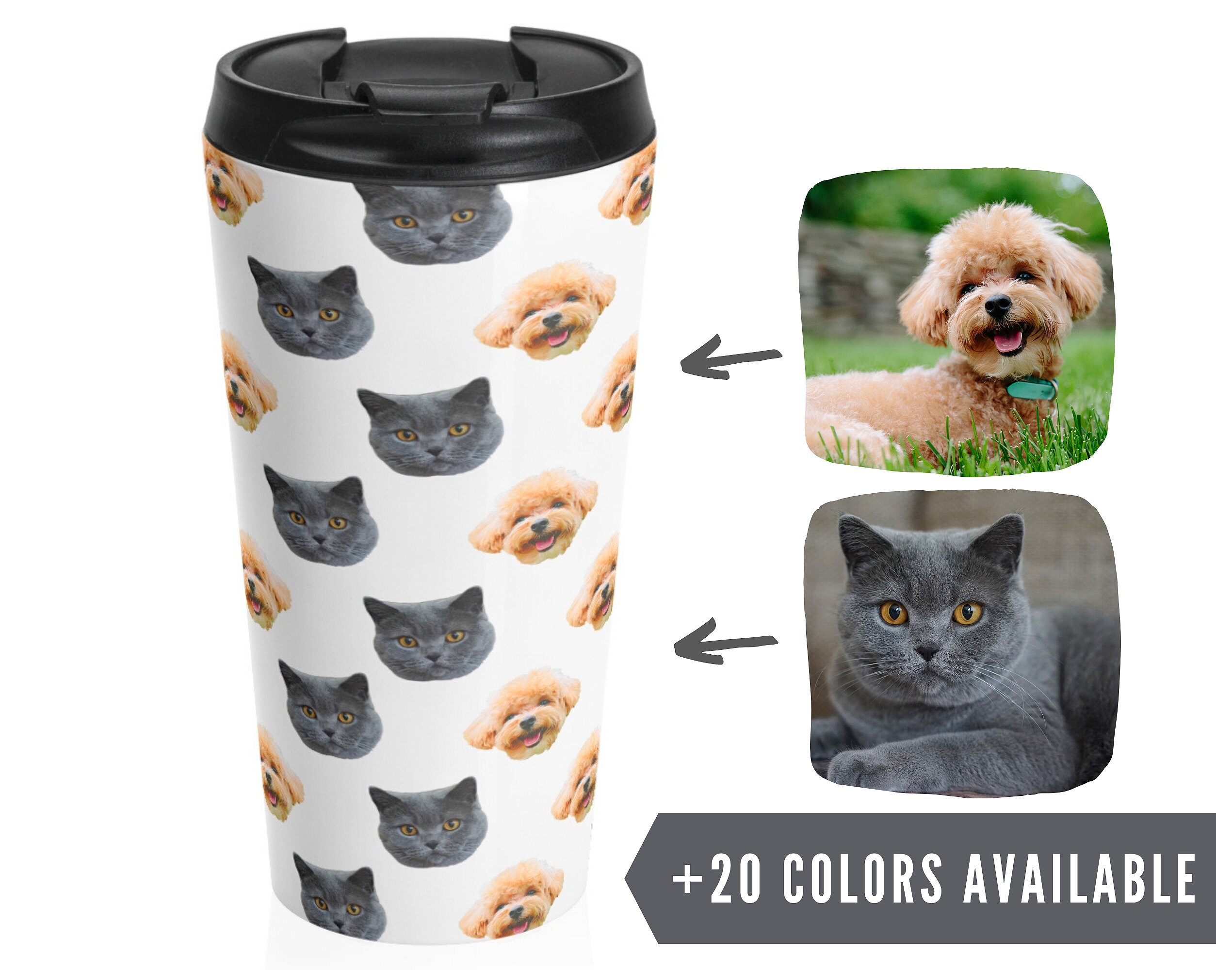 Cats and Beards Travel Mug Insulated Stainless Steel Travel Mug Cat Dad  Travel Tumbler Cat Dad Thermos Funny Cat Pattern Travel Mug 