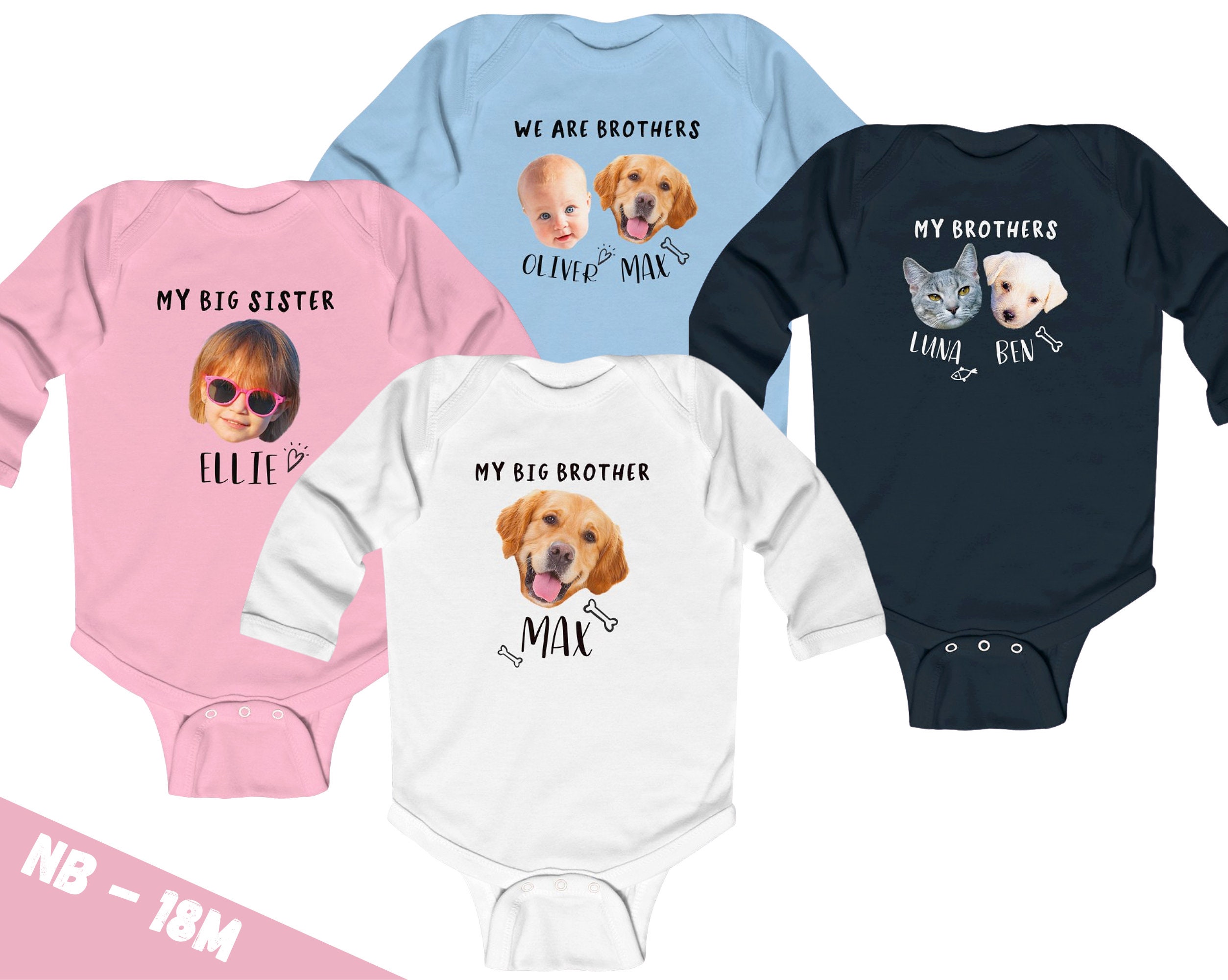 Custom Text Dog Onesie Custom Pet Photo Baby Onesie Big Etsy