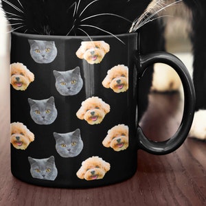 Custom Dog Mug Black - Personalized Cat Mug - Custom Pet Mugs - Custom Face Mug - Custom Cat Mug - Dog Face Mug - Personalized Pet Mugs Gift