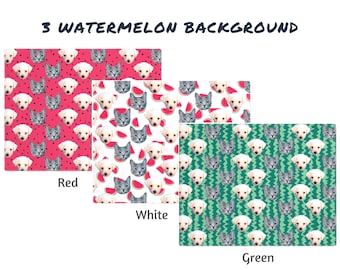 Custom Faces Placemat Watermelon Pattern - Personalized Picture Table Mats - Dog Cat Pet Face Gag Gift - Housewarming Moving Party Place Mat