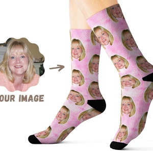 Custom Socks - Custom Mom Face Socks - Pink Tie Dye Socks - Personalized Socks For Women - Custom Photo Socks - Personalized Birthday Gift