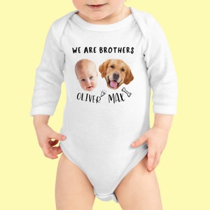 Personalized Baby Onesie with Pet Photo - Custom Dog Face Onesie for Newborn to 18M - Pet Picture Shirt - Baby Shower Gift for Dog Cat Mom