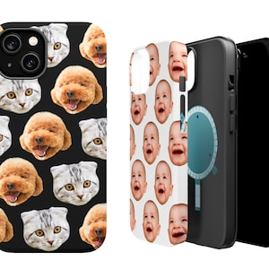 CUSTOM MagSafe Haustier Handyhülle - Hund iPhone Case - Personalisierte Baby Handyhülle - Gesichtsmuster iPhone Hüllen - iPhone 13 iPhone 14 Pro max