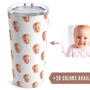 Custom Face Tumbler Multi Color - Custom Photo Tumbler Solid Color - Personalized Tumbler Faces Pattern For Men Women - Customized Gift