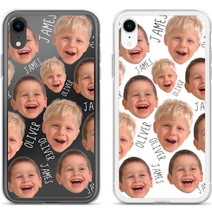 Coque iPhone personnalisée avec prénoms - Coque photo personnalisée pour iPhone - Cadeau photo visage de bébé - iPhone 11 Pro Max 7 Plus/8 Plus X/XS XR 7/8