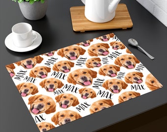 Tovaglietta personalizzata con il tuo viso e il tuo nome - Tappetino da tavolo personalizzato - Dog Cat Baby Photo Gag Gift - Tovagliette per feste in movimento per la casa