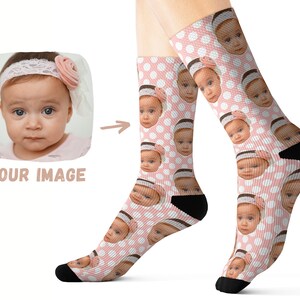 Custom Face Socks - Custom Socks - Personalized Socks - Polka Dot Socks - New Dad Gift - Baby Shower Gift - Pregnancy Announcement Gift