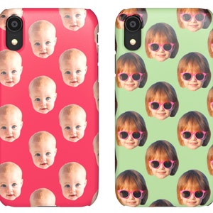 Coque de portable à motif visage personnalisée - Coque pour iPhone personnalisée avec n'importe quelle photo - Photo de bébé - Cadeau papa et maman - iPhone XR, 11 Pro Max, X, XS, 8 Plus