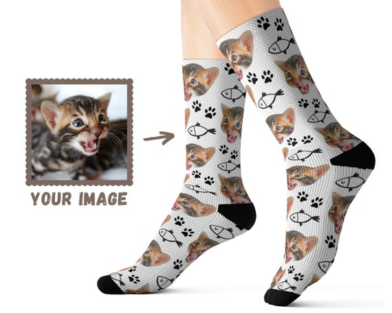 Calcetines personalizados Cat 2 mascotas color Blanco