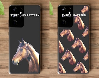 Custom Horse Face iPhone Case - Personalized Pet Pattern Phone Case - Horse Lover Gifts - iPhone 11, 12 Pro, 13 Pro Max, XR - Samsung Cases