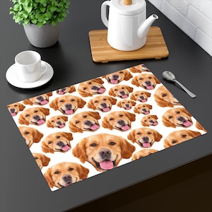 Personalized Picture Table Mats - Custom Placemat With Any Photo - Dog Cat Pet Face Gag Gift - Housewarming Moving Party Place Mat Fun Gift