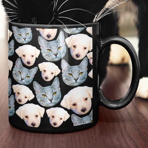 Custom Pet Mugs Black - Custom Dog Mug - Personalized Cat Mug - Custom Face Mug - Custom Cat Mug - Dog Face Mug - Personalized Pet Mugs Gift