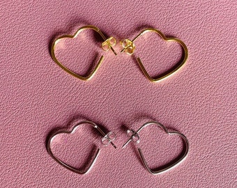 925 Silver Heart Hoop Earrings