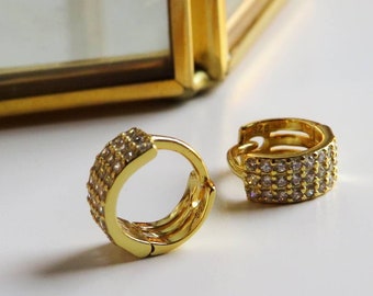 925 CZ Tiny Huggie Earrings