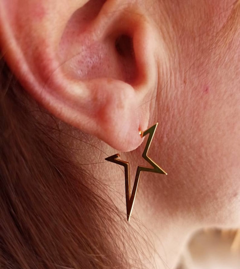 Large Star Hoop Earrings.