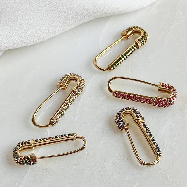 CZ Safety Pin Earring