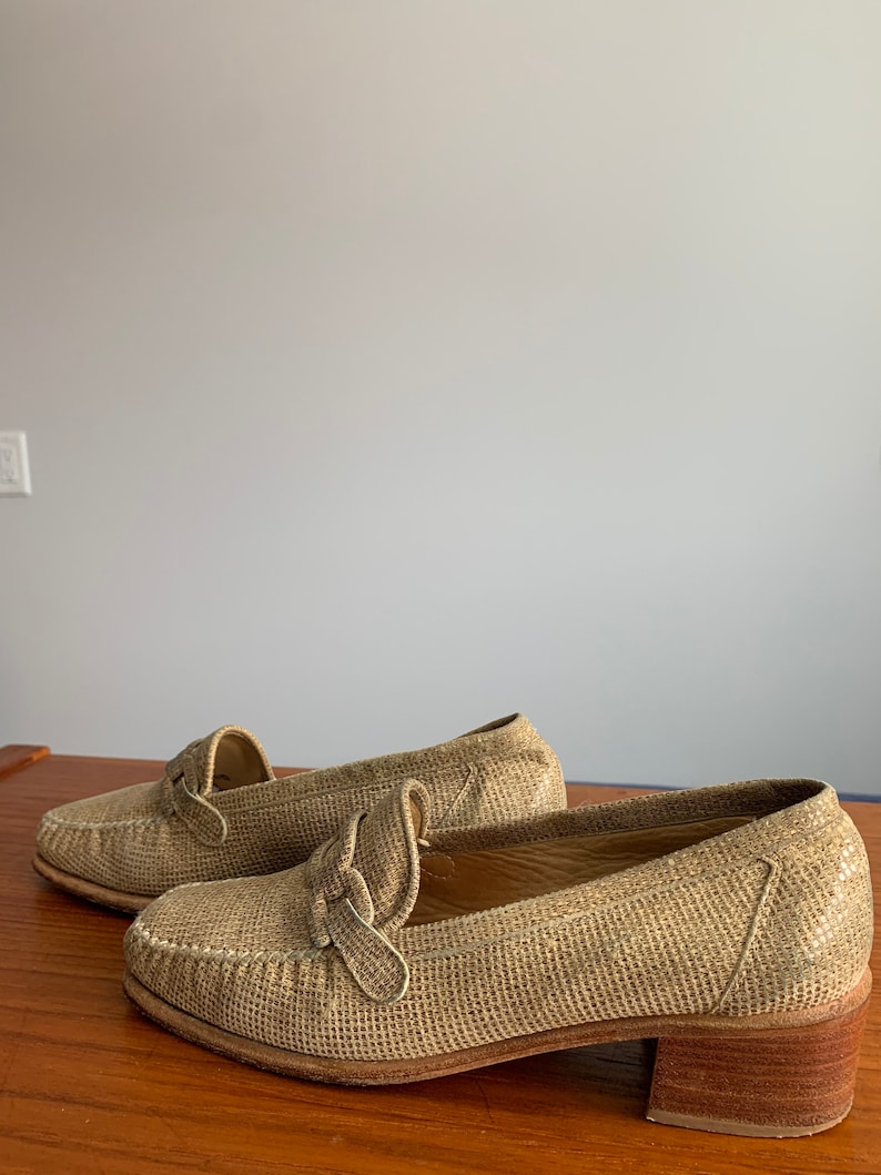 Stuart weitzman dress shoes vintage leather shoes size 7 loafers Italian leather shoes retro designer shoes vintage leather flats footwear