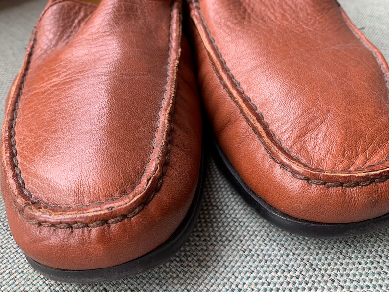 brown leather loafers driving shoes vintage men\u2019s wear Leather shoes Rockport leather moccasins retro,gifts for him