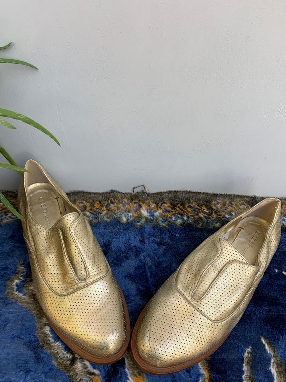 BCBG gold loafers, size 8, gold shoes, sneakers,