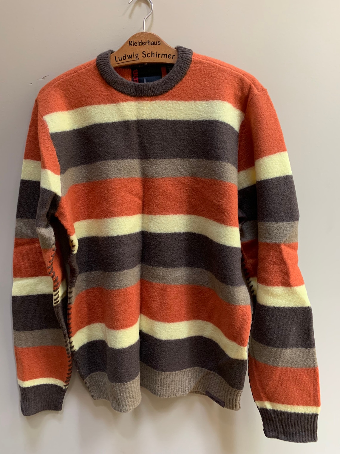 Wool sweater orange brown yellow striped sweater burton wool | Etsy