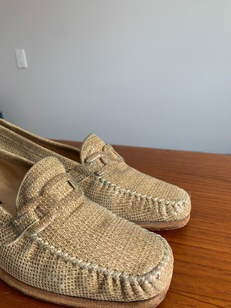 Stuart weitzman dress shoes vintage leather shoes size 7 loafers Italian leather shoes retro designer shoes vintage leather flats footwear