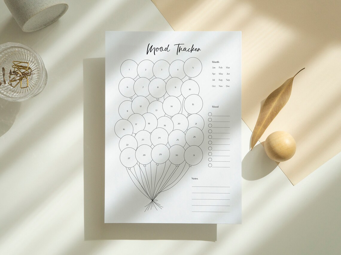 Mood Tracker Template, Cute Mood Tracker PDF, Mental Health Planner Mood Tracker Template, Cute Mood Tracker PDF, Mental Health Planner
