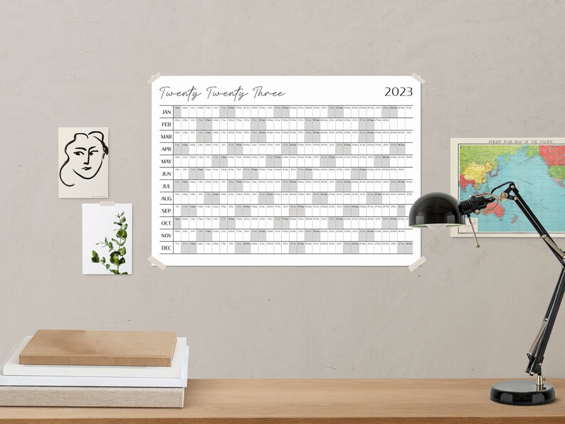 2023 Wall Calendar Large Printable PDF Template Instant Etsy