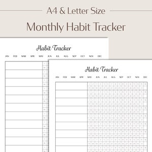 Habit Tracker | Printable Monthly Habit Tracker Template PDF | Goal Routine Planner Digital Download