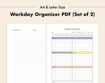 Druckbarer Work Day Organizer Planer PDF