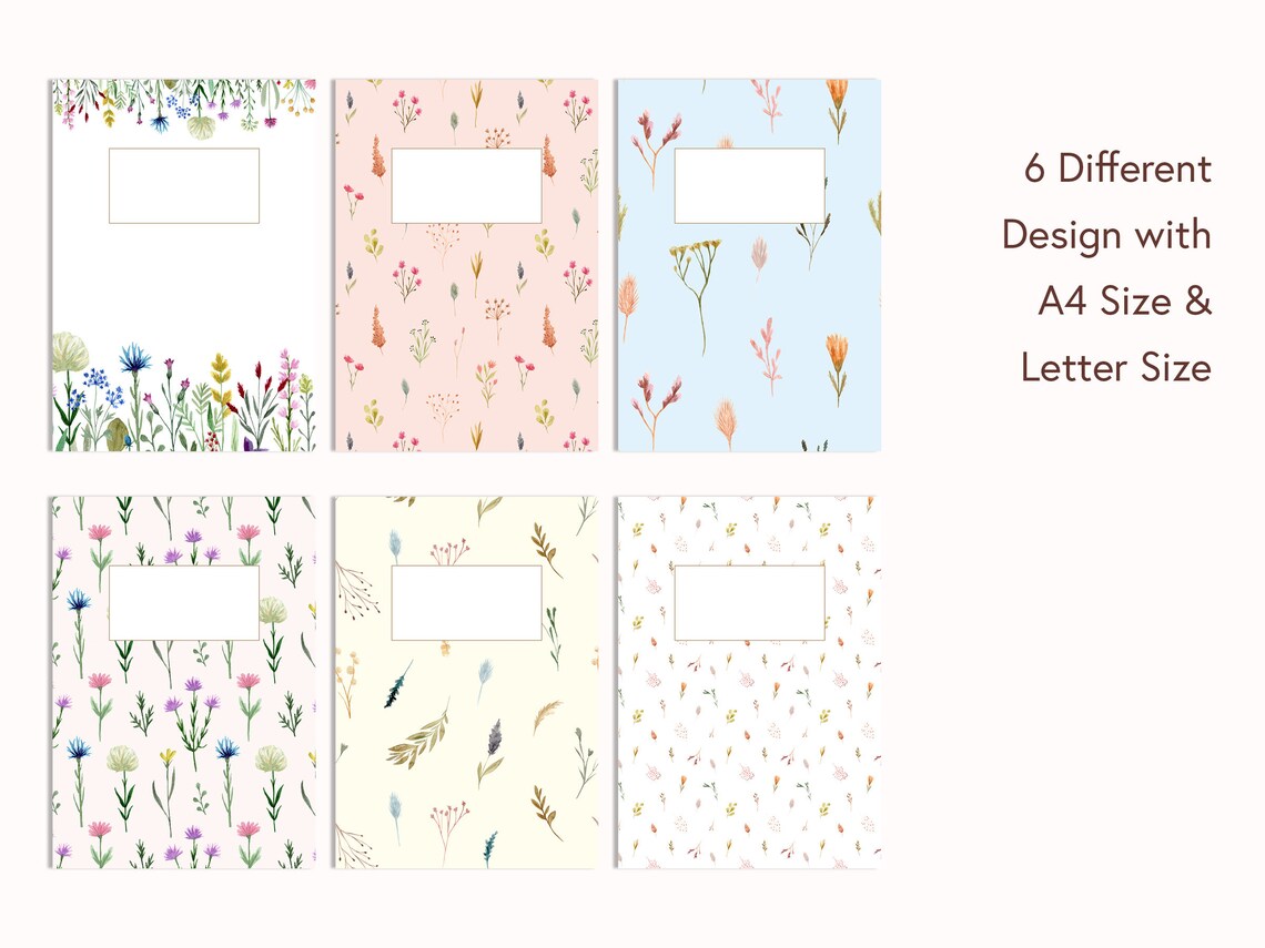 Binder Cover Printable PDF Set of 6 A4 Binder Covers Letter Size Binder