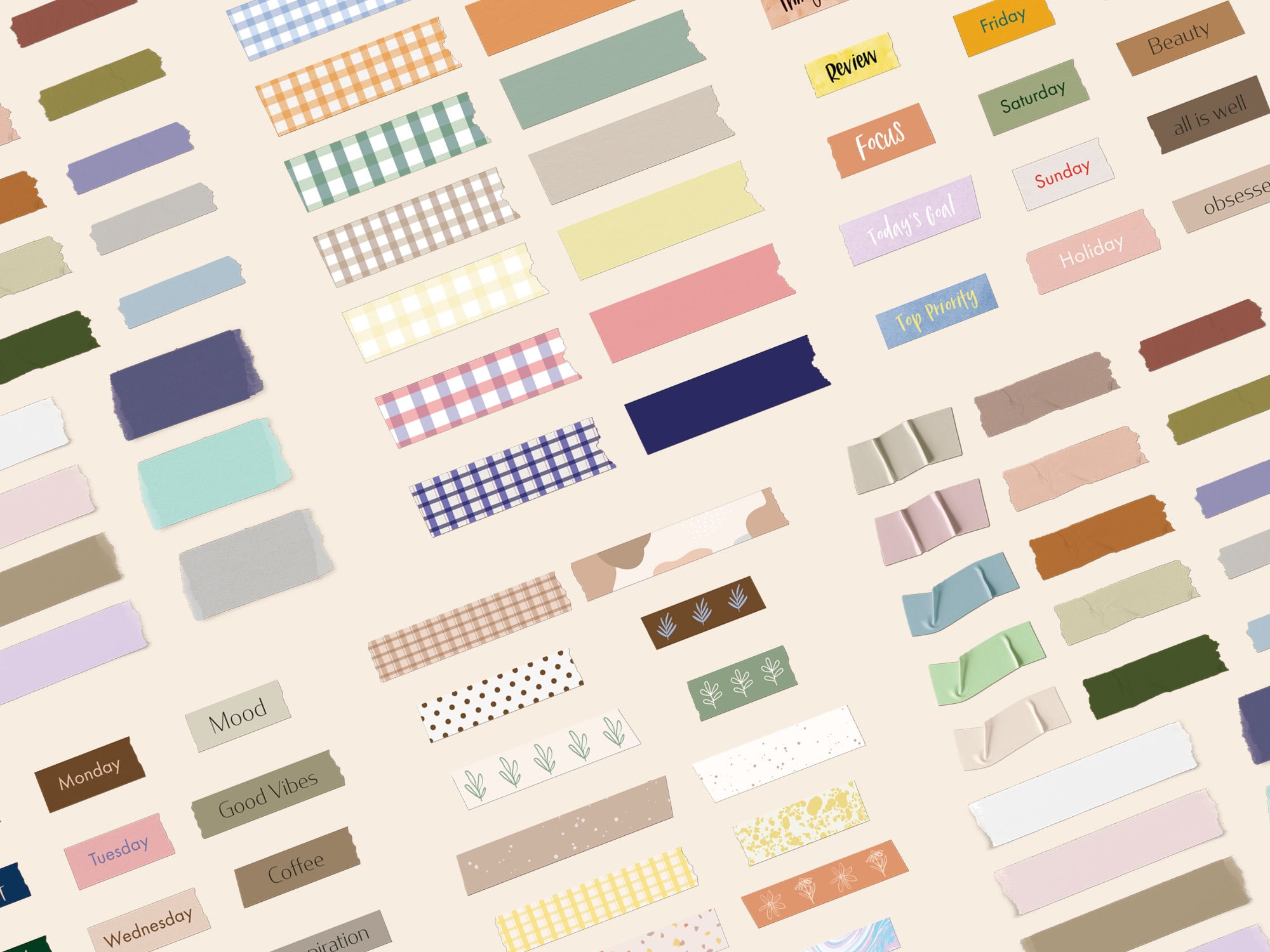 Goodnotes Stickers Digital Planner Stickers Washi Tape Pack PNG Masking ...