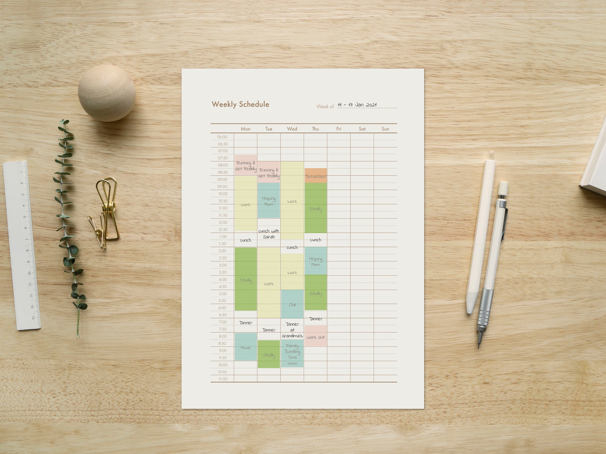 Half Hourly Schedule Planner Template PDF for a Week. Time Blocking ...