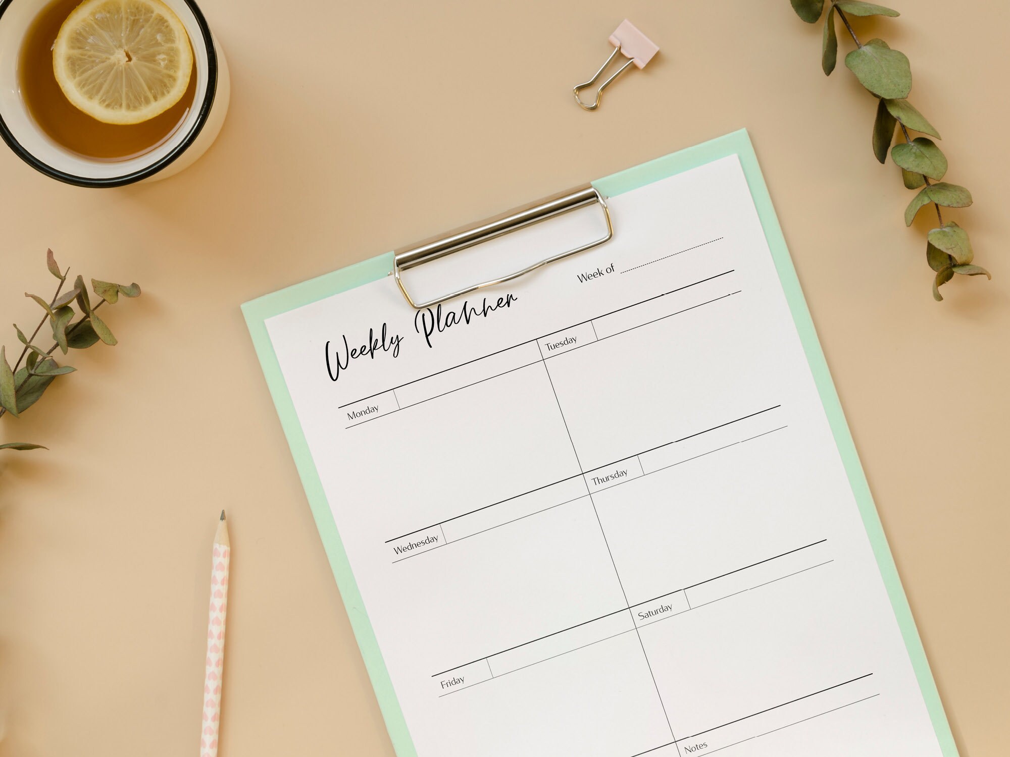 Daily Weekly Monthly Planner Printable PDF 7 Days Planner Insert, Time ...