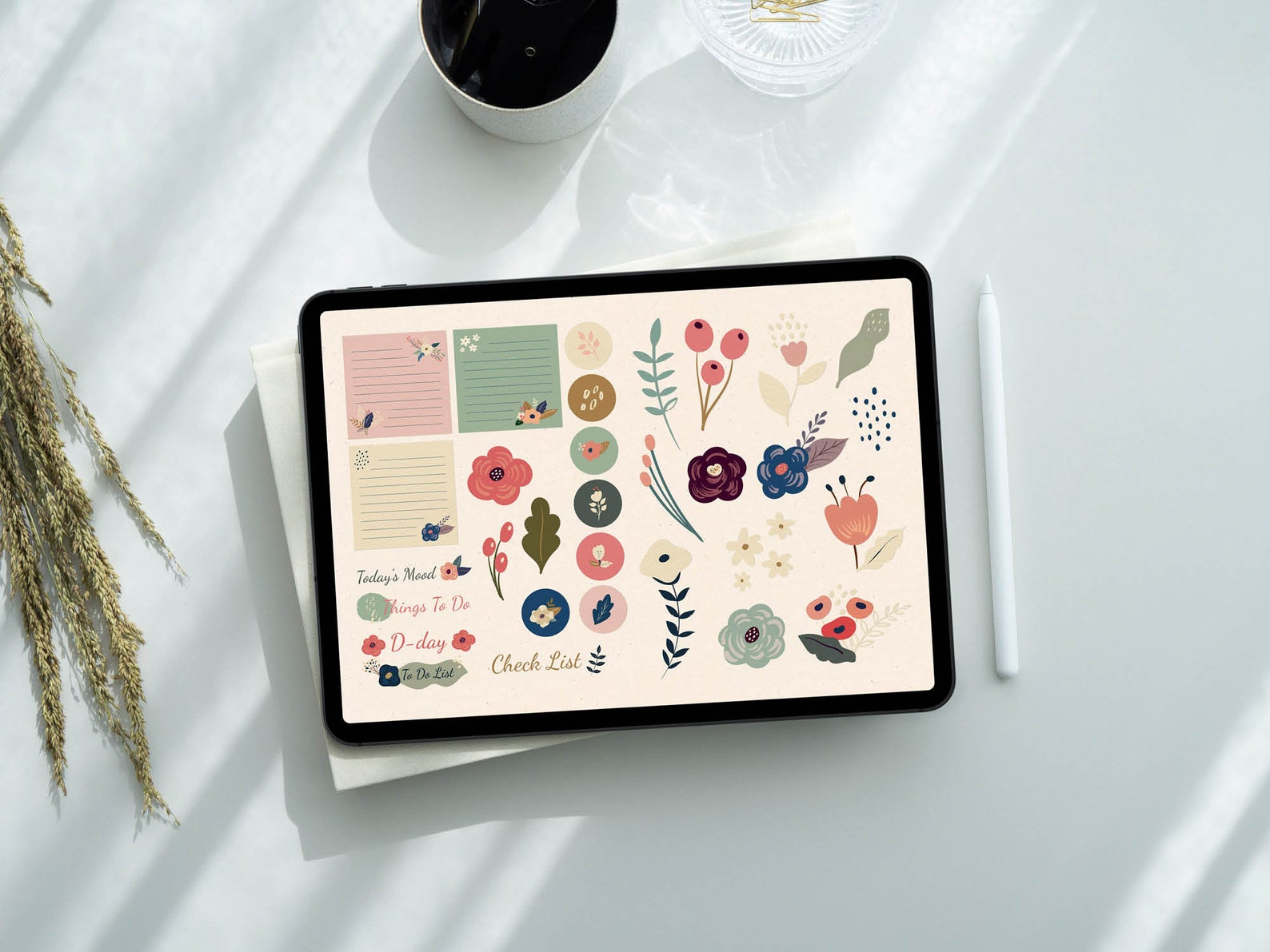 Digital Stickers for Goodnotes Flowers Digital Planner Etsy