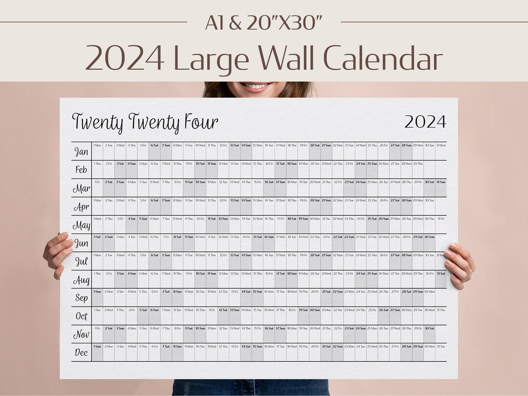 2024 Wall Calendar Year at a Glance Large Printable PDF Digital ...