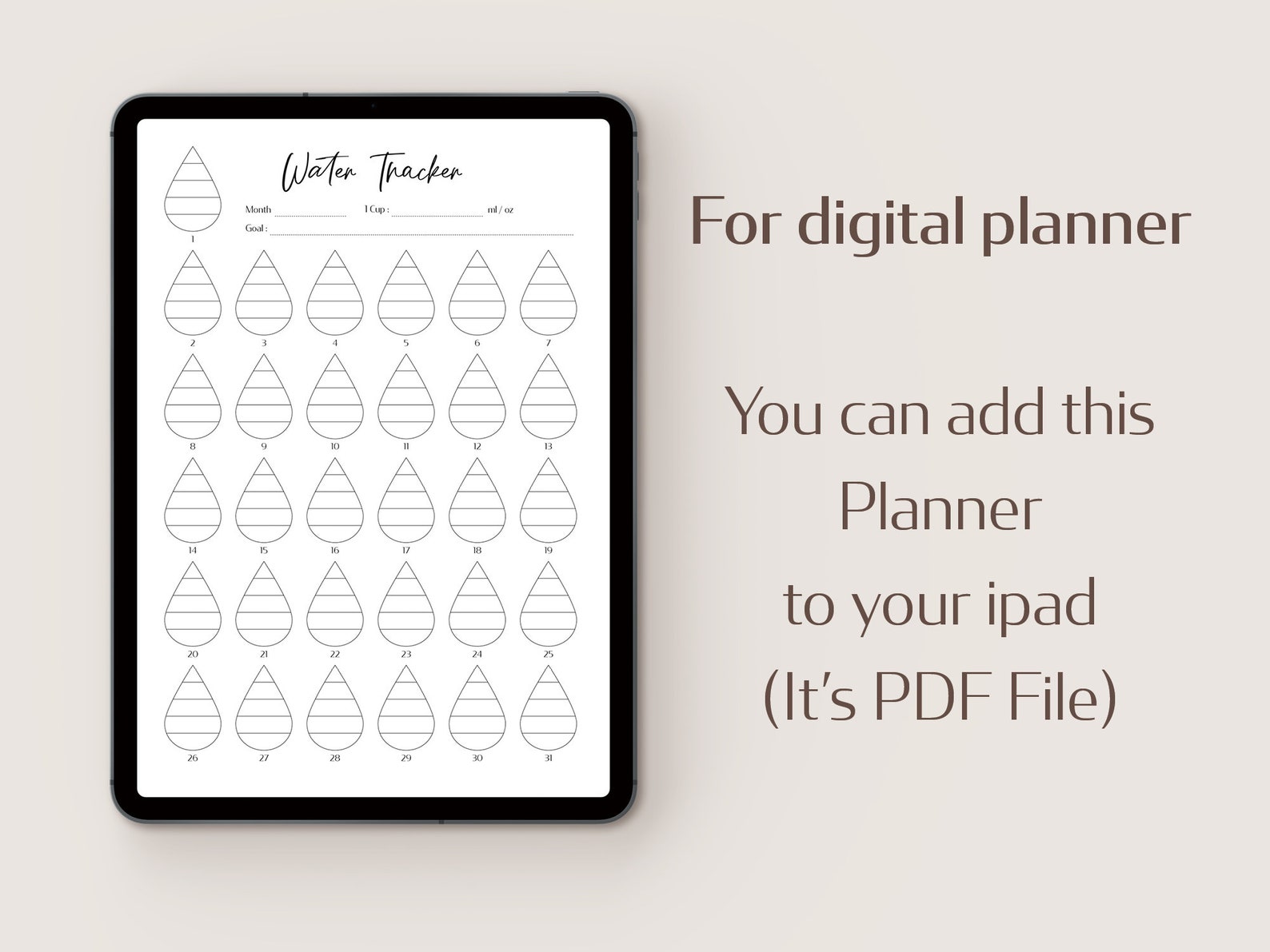 Water Tracker Template PDF, Printable Planner, Water Intake Health ...