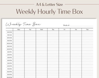 Printable Half Hour Time Blocking Planner, Hourly Weekly Planner, Instant Download