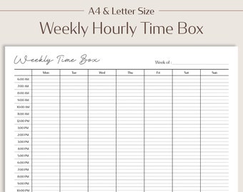 Afdrukbare tijdblokkeringsplanner van een half uur, wekelijkse planner per uur, direct downloaden