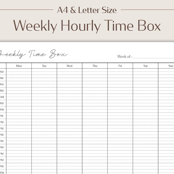 Printable Half Hour Time Blocking Planner, Hourly Weekly Planner, Instant Download