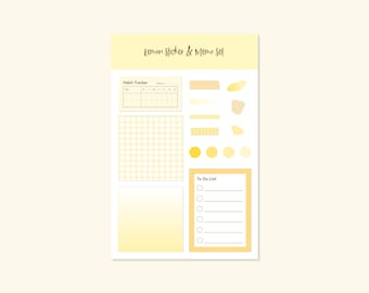 Digital Planner Stickers Set (To Do List, Blank memo, Habit tracker, Washi tape and stickers)