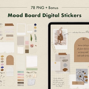 Digital Planner Sticker PNG Goodnotes, Notability Stickers Realistic Mood Board Digital Stickers Pack