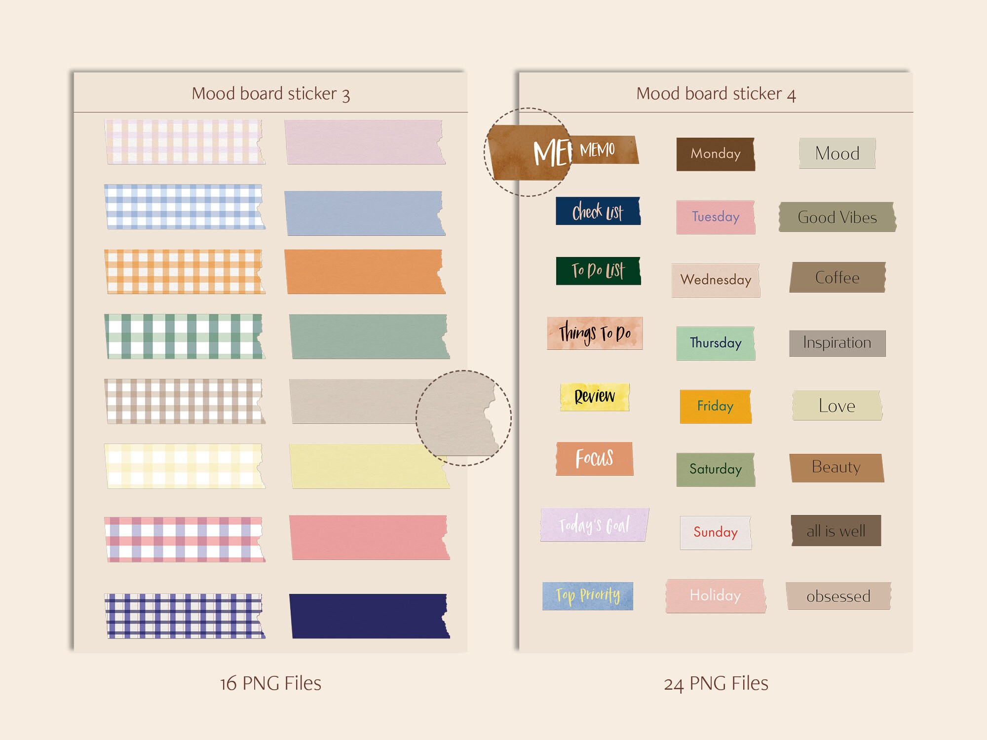 Goodnotes Stickers Digital Planner Stickers Washi Tape Pack PNG Masking ...