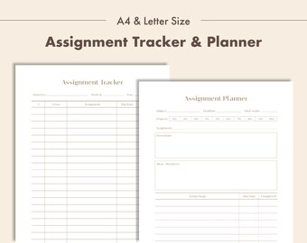 Assignment Tracker Template PDF Assignment Planner Printable PDF Homework Tracker Academic Planner