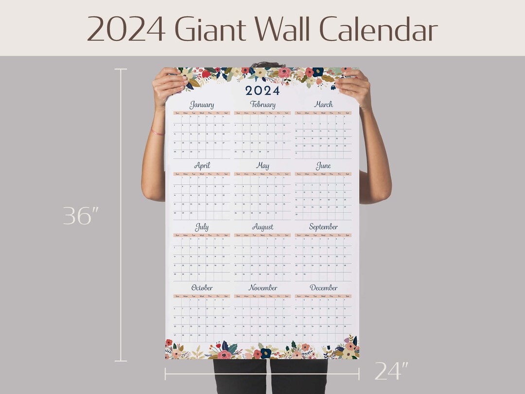 2024 Giant Wall Calendar Year at a Glance Annual Planner, Digital